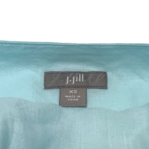 J Jill Sky Blue Linen Crochet Panel Lined Sleeveless Boho Sundress - Picture 3 of 11